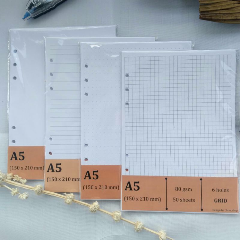 

● [White6] Loose Leaf A5 6 Lubang Warna Putih