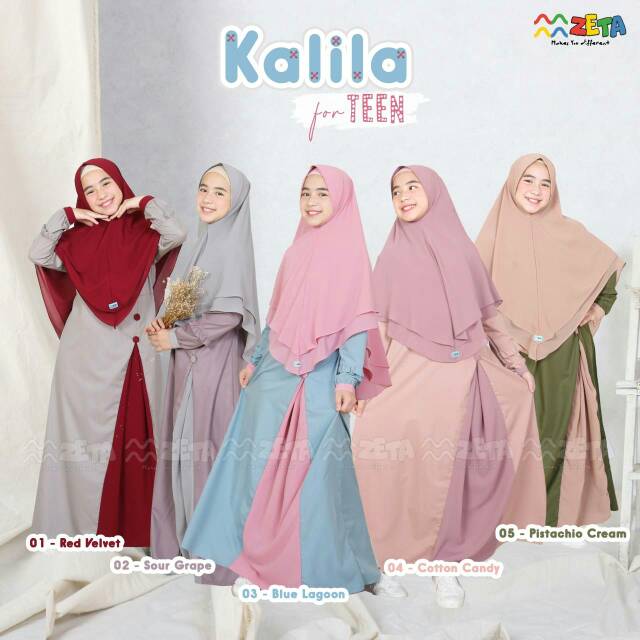 SET GAMIS SYARI REMAJA GKRZ 9-13TAHUN KALILA SERIES ORIGINAL ZETA