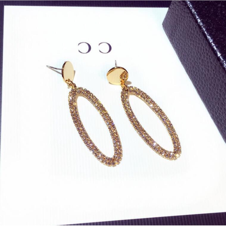 Sterling silver jarum aksesoris baru fashion Korea anting-anting berlebihan super flash rhinestone b