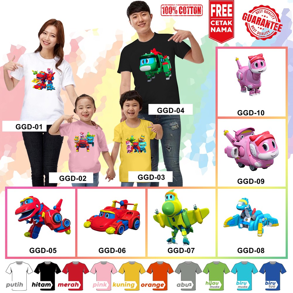 [FREE NAMA!!] Baju Kaos ANAK DAN DEWASA GOGODINO GO GO DINO BANYAK MOTIF