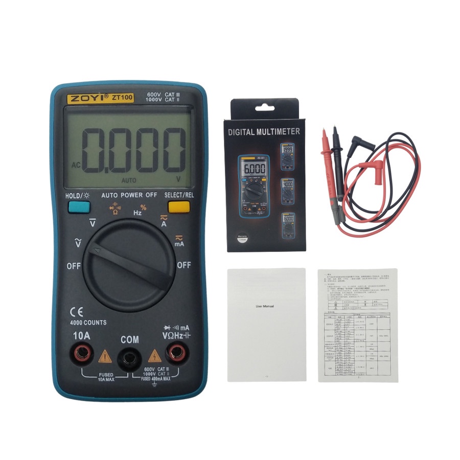 Multimeter Zoyi ZT100 Auto Multitester Digital ZT 100 Avometer 4000 Count