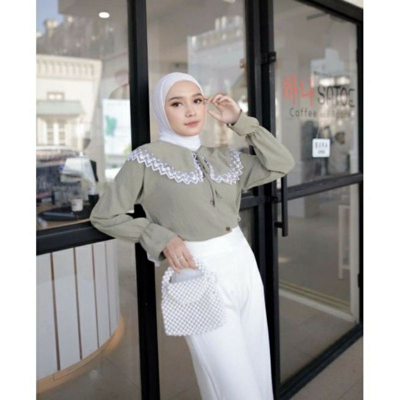 Kemeja Wanita Lengan Kerut Premium Murah Orisolofashion