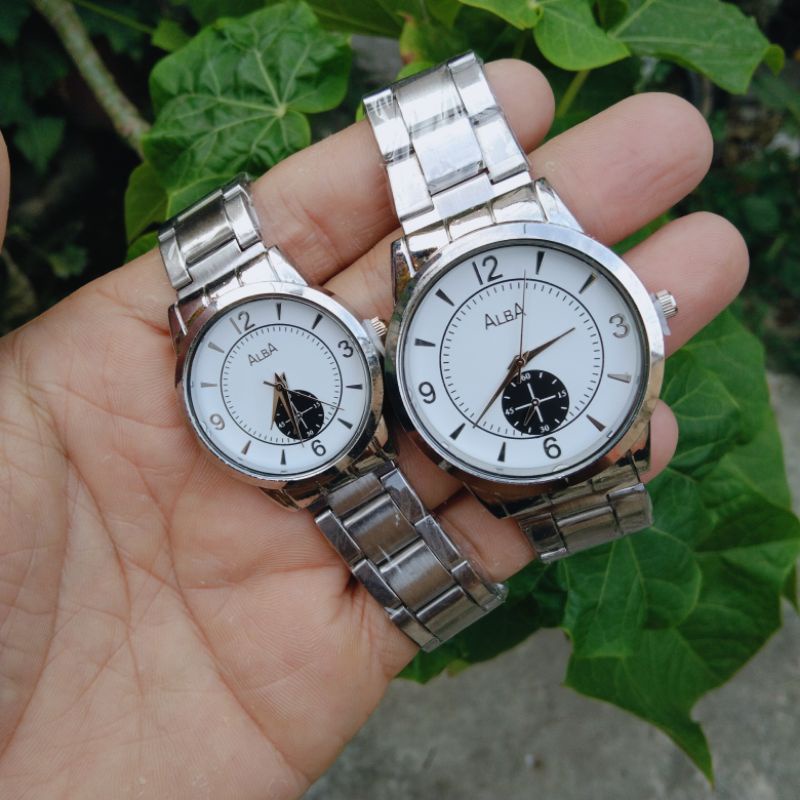 jam tangan pasangan free box+ battery cadangan