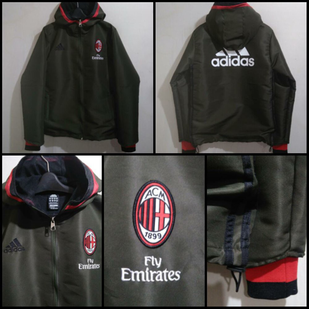 TERKEREN Jaket Tracksuit Anthem AC Milan Red / Merah Waterproof Jaket Kekinian