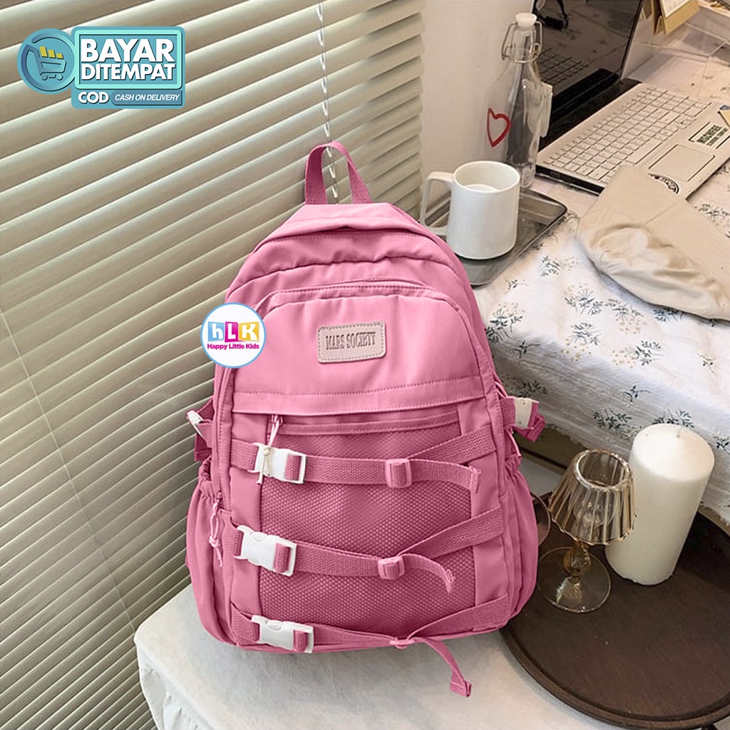 HLK Tas Sekolah Ransel Anak Wanita Remaja Laki-Laki dan Perempuan SND Terbaru 2021 Murah-PINK