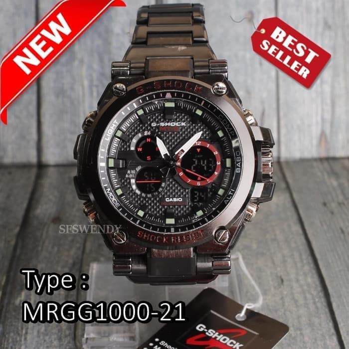 TERBARU  G Shock Rantai Stainless Steel black hitam Jam tangan pria