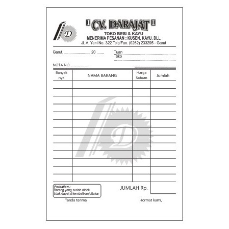 Desain Nota Toko