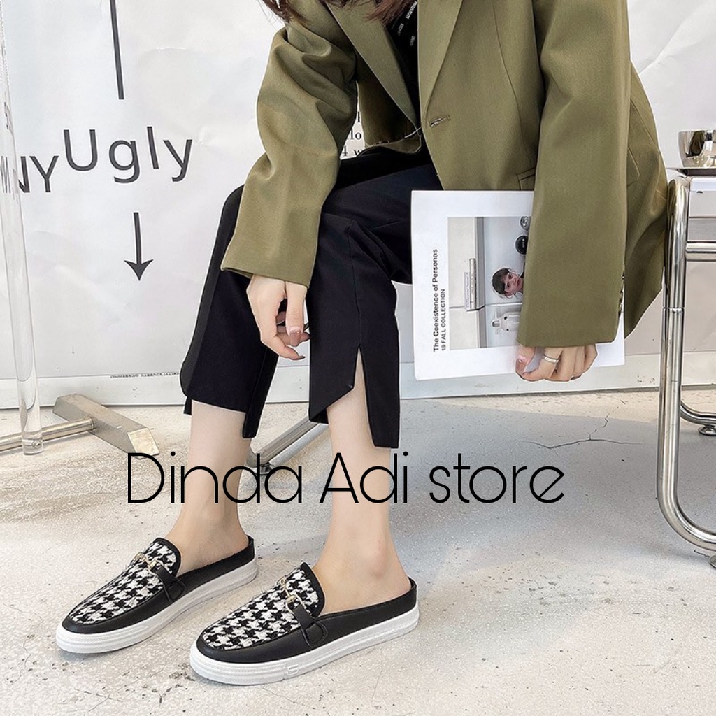 Dinda sepatu wanita Slip on lintang kenanga model terbaru 2023 best seller warna hitam dan putih ukuran 37-40