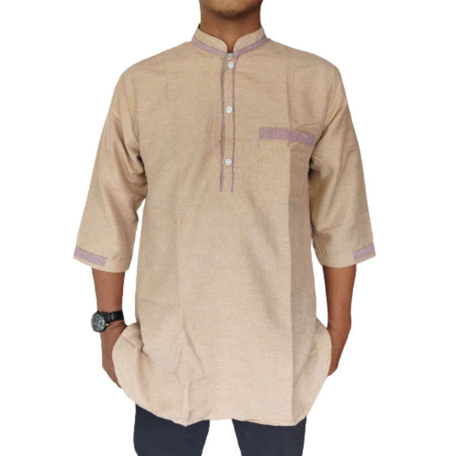 Baju Koko Dewasa Kurta Pakistan Lengan 3/4 Bahan Katun Madina Adem Tebel Halus Bakul Shopp