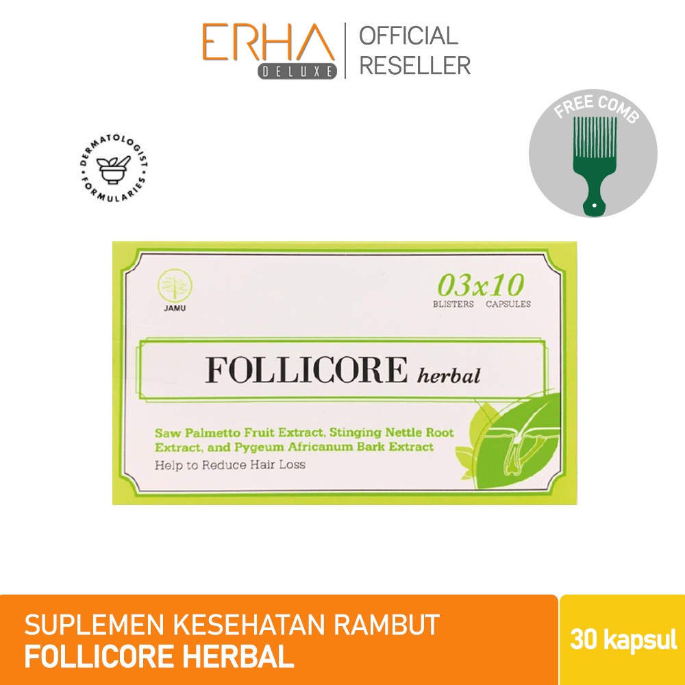 ERHA Supplemen Rambut Follicore Herbal 30 caps - Vitamin Rambut Anti Rontok