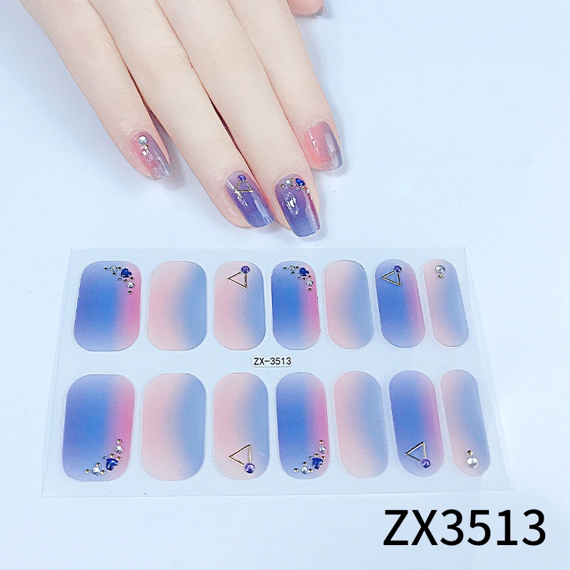 Stiker Kuku 3d Motif Berlian / Mutiara Warna Gradasi Tahan Air Untuk Nail Art / Manicure DIY