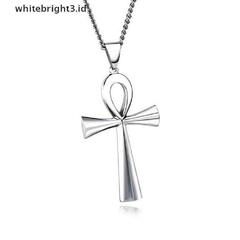 (whitebright3.id) Kalung Rantai Dengan Liontin Crucifix Ankh Mesir Untuk Wanita