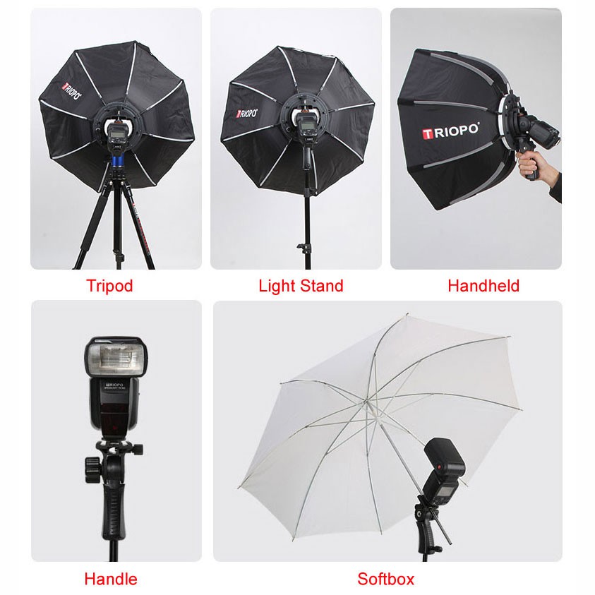 TRIOPO Payung Studio Octagonal Umbrella Softbox Reflektor Flash 65CM - KS65 - Black