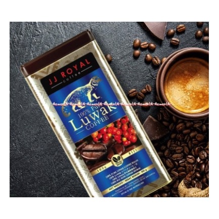 JJ Royal 100% Pure Luwak 100gr Ground Coffee Kopi Bubuk Murni Kemasan Kaleng Biru Orange Jjroyal Loewak