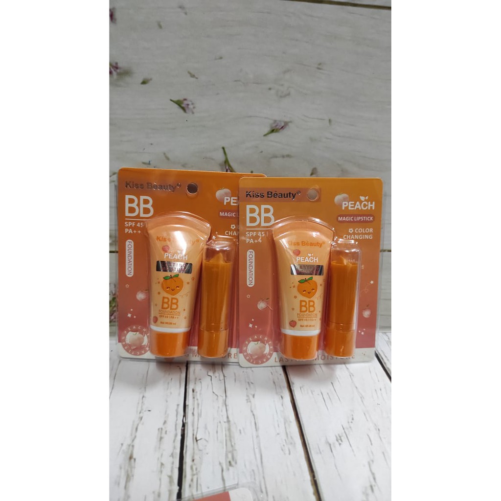 PAKET BB FOUNDATION + LIP BALM MAGIC LIPSTICK LASTING MOISTURE SPF 45 PA++