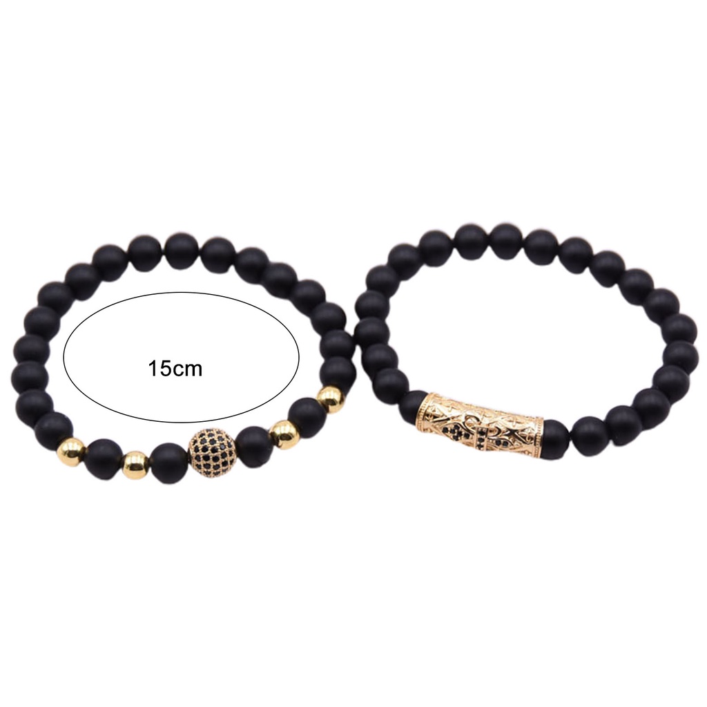 Hu Hu Hu Hu Hu Alat Bantu Pasang Kacamata♡ 2pcs / Set Gelang Manik-Manik Bahan Alloy Tahan Korosi Untuk Pria