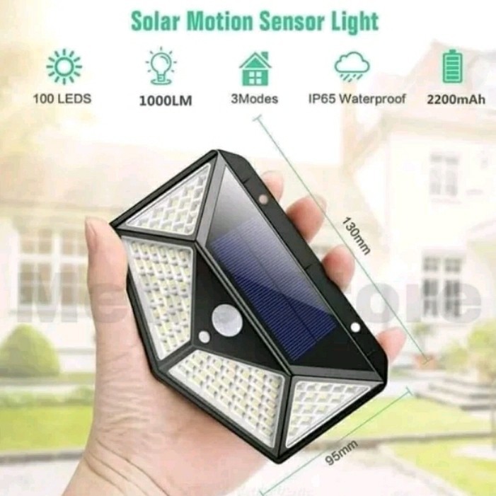 Lampu Solar Tenaga Surya 100 LED Lampu Dinding Taman Sensor Gerak