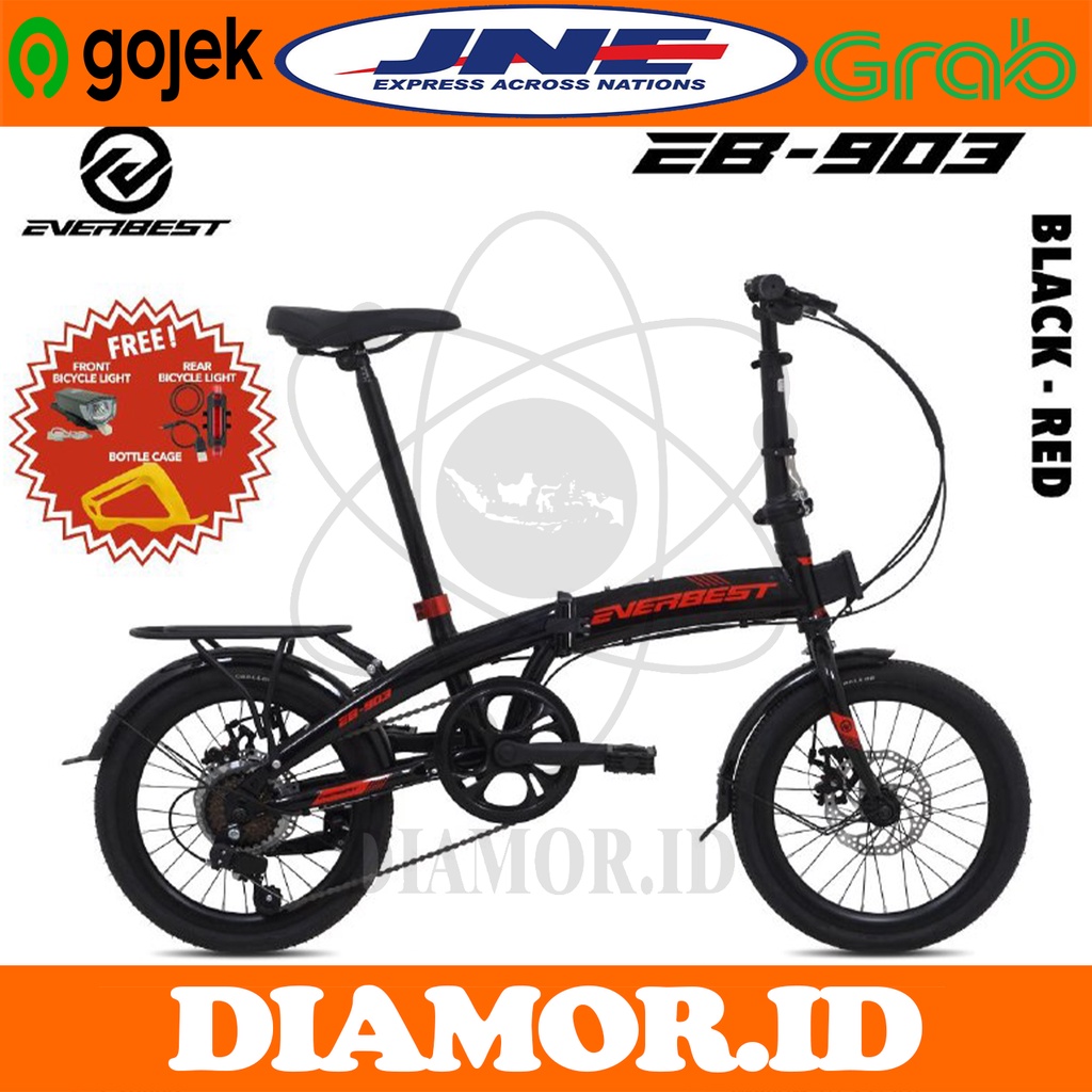Everbest EB 903 Sepeda Lipat 16 inch Mechanical Discbrake 7 Speed