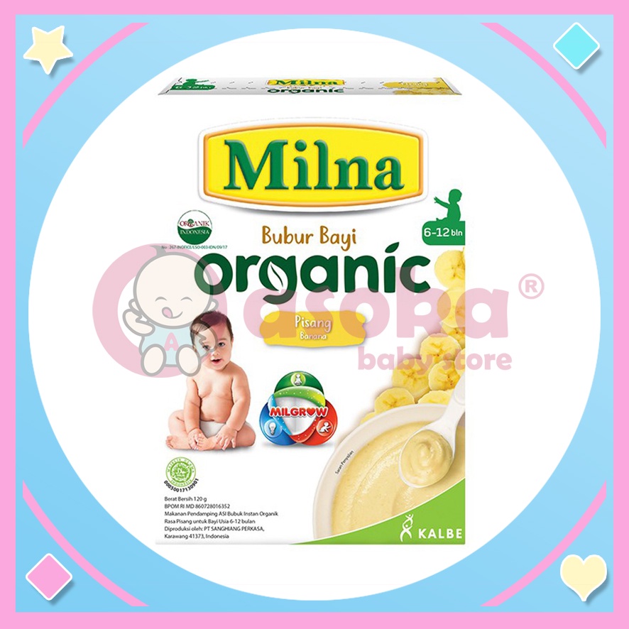 Milna Bubur Bayi Organic 8+ Multigrain 120gr Untuk 8 Bulan Keatas ASOKA
