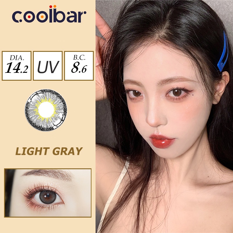 COOLBAR 1 Pasang Lensa Kontak Warna Diameter 14.2 MM Lensa Kontak Soflens/Softlense Light Gray/Light Bule