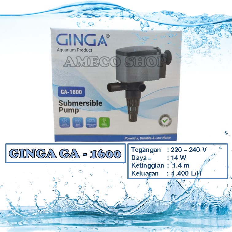 GINGA Power Head Pompa Air Celup Aquarium GA 1600