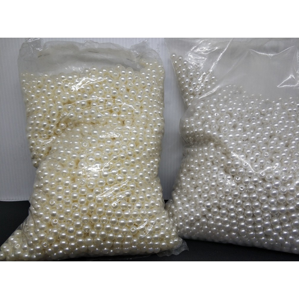 Payet Mutiara Beads 6mm kw1 Jepang, 100 gr, white dan broken white