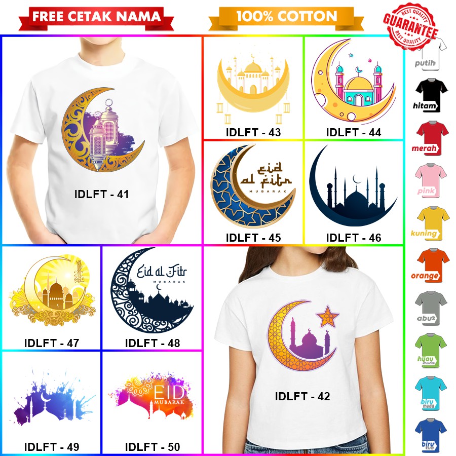 [FREE NAMA!!] Baju Kaos ANAK DAN DEWASA LEBARAN IDUL FITRI BANYAK MOTIF