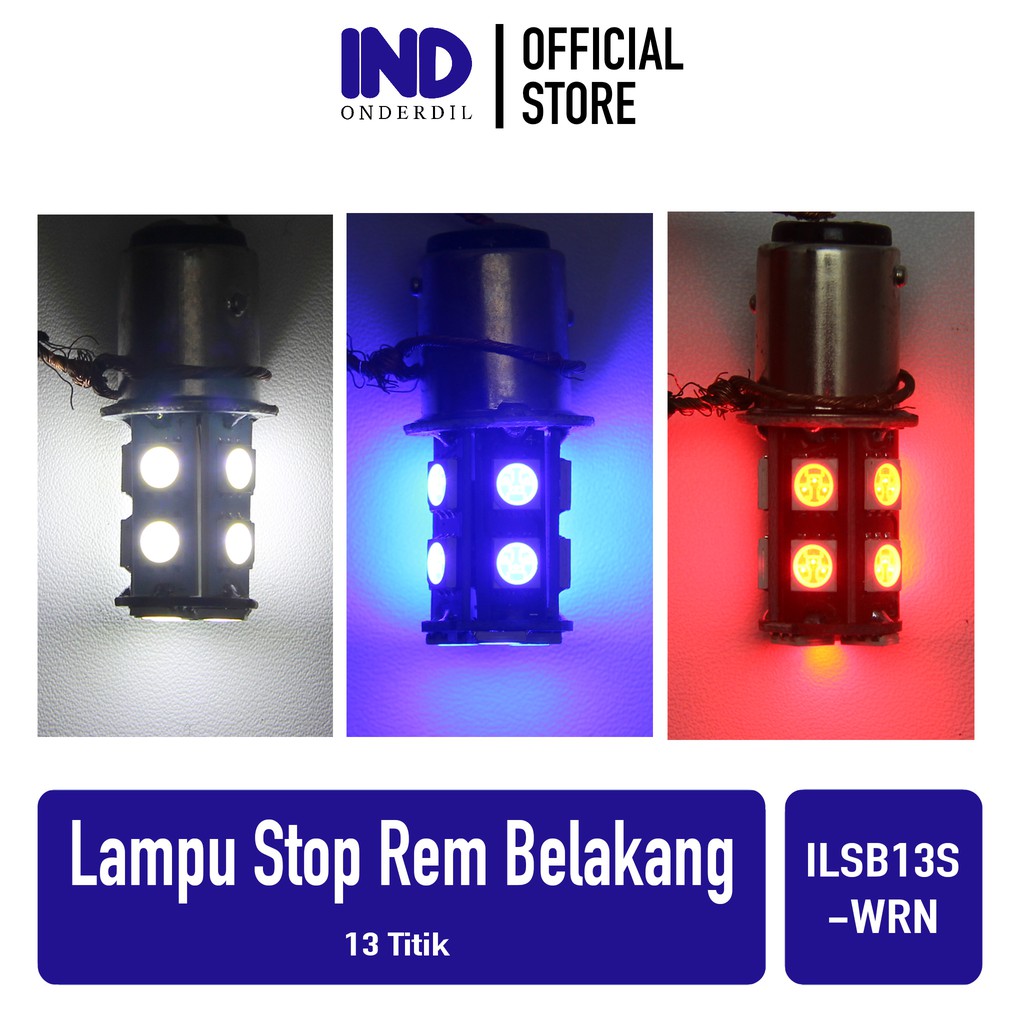 IND Onderdil Lampu Stop Lampu-Lamp Rem Belakang Strobo Warna Merah-Biru-Putih 13 Titik-Mata LED