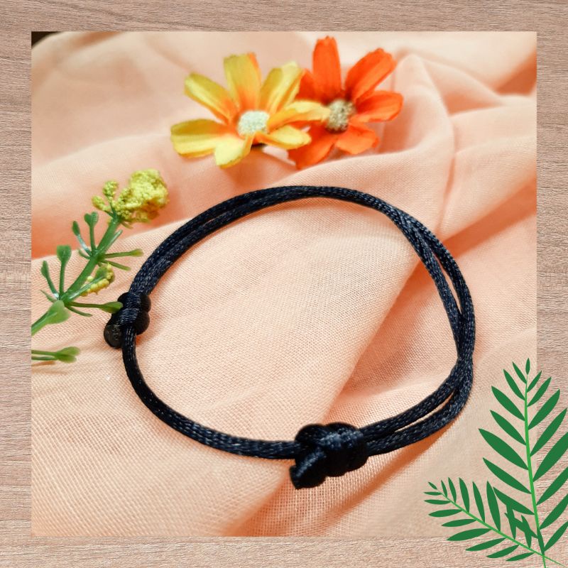 Gelang tali - hitam polos - Gelang hitam