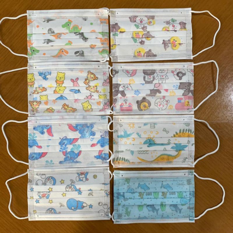 masker anak 3play earlop motif gambar karakter  1 box isi 50