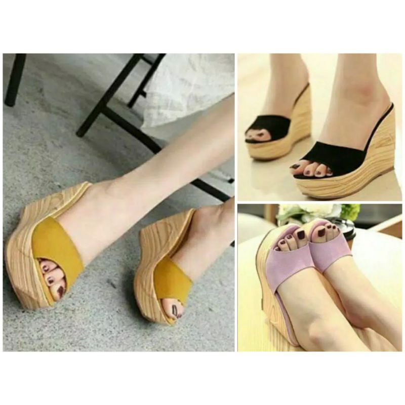 WEDGES SANDAL TINGGI WANITA 12CM SENDAL SANTAI CEWEK LUCU MURAH PESTA UNDANGAN PASTEL GUCCI IMPORT