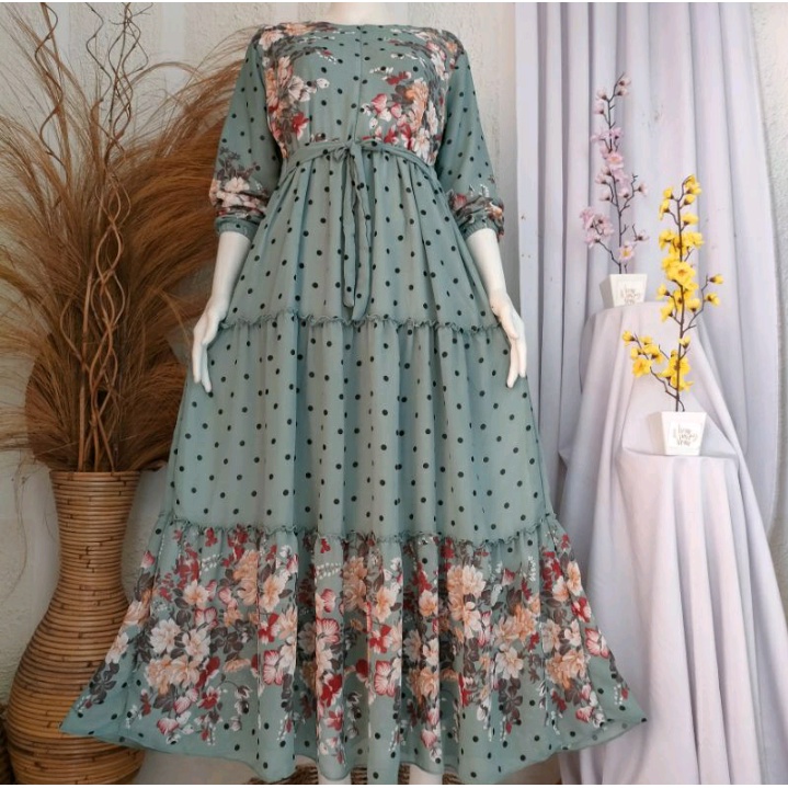 Gamis Ceruti Babydoll Motif Bunga