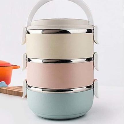 Z5F4 -Rantang Stainless 3 Susun Lunch Box Stainless Steel  Tahan Panas, Kedap Udara Rantang Susun FH