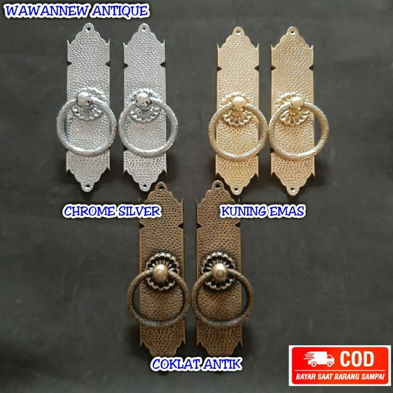 TERMURAH Handle Pintu / Gagang Pintu Rumah Gebyok Kuningan Antik Motif Titik 169