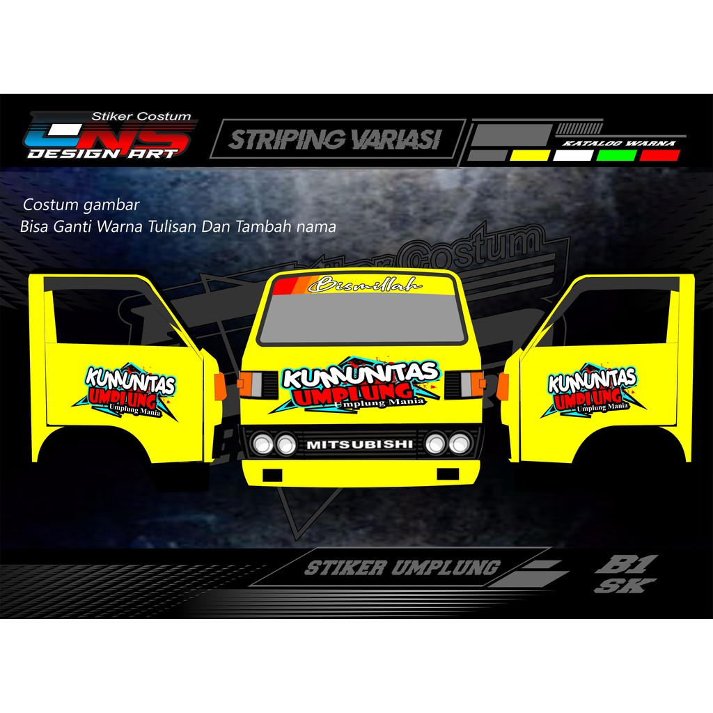 Stiker Decal variasi Truk Tepak Umplung Untuk Kabin Depan, Pintu Kanan Kiri dan Kaca Depan Keren Mur