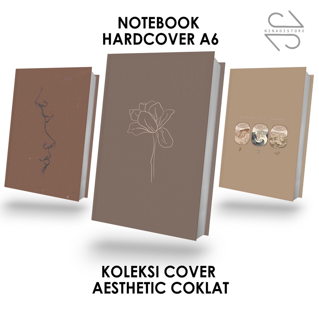 

Pocket Book/Notebook Hardcover A6 isi polos dan garis Gambar Aesthetic Brown