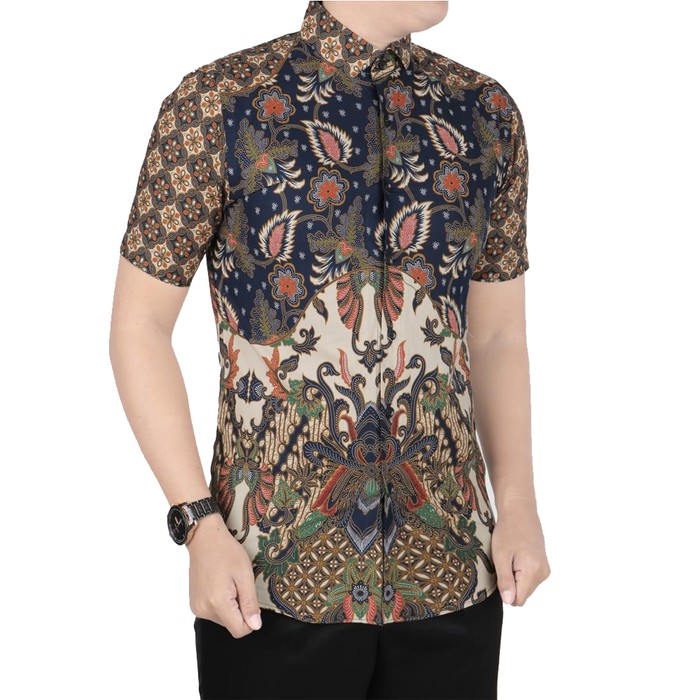 TERBARU VM Kemeja Batik Pendek Slimfit Batik Pria Modern - B-408 - M