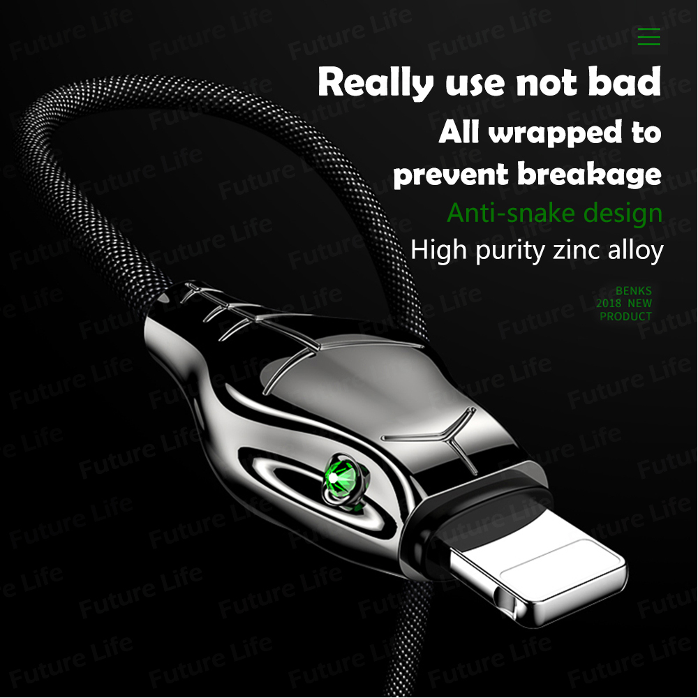 Kabel Data / Charger 3a Fast Charging Dengan Lampu Led Untuk Iphone