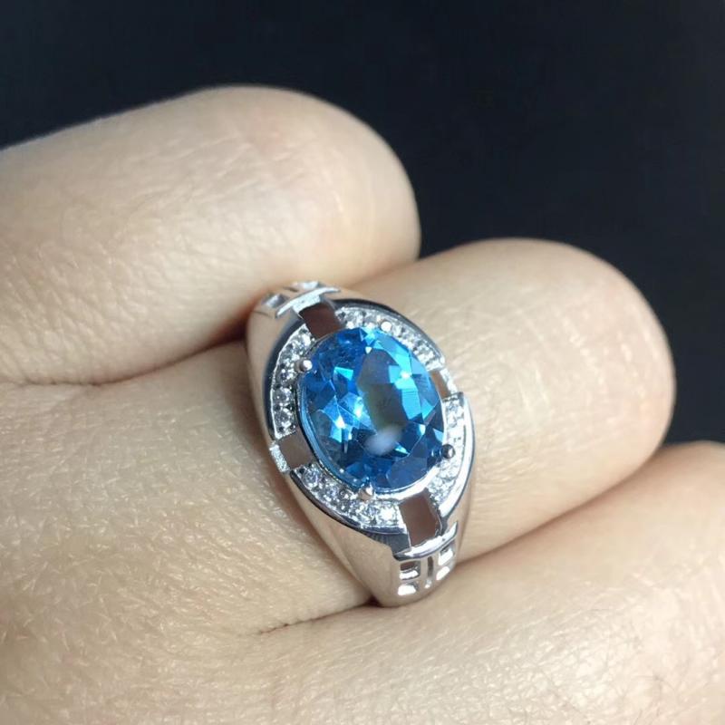 Cincin Kristal Zircon Warna Biru Untuk Pria Dan Wanita