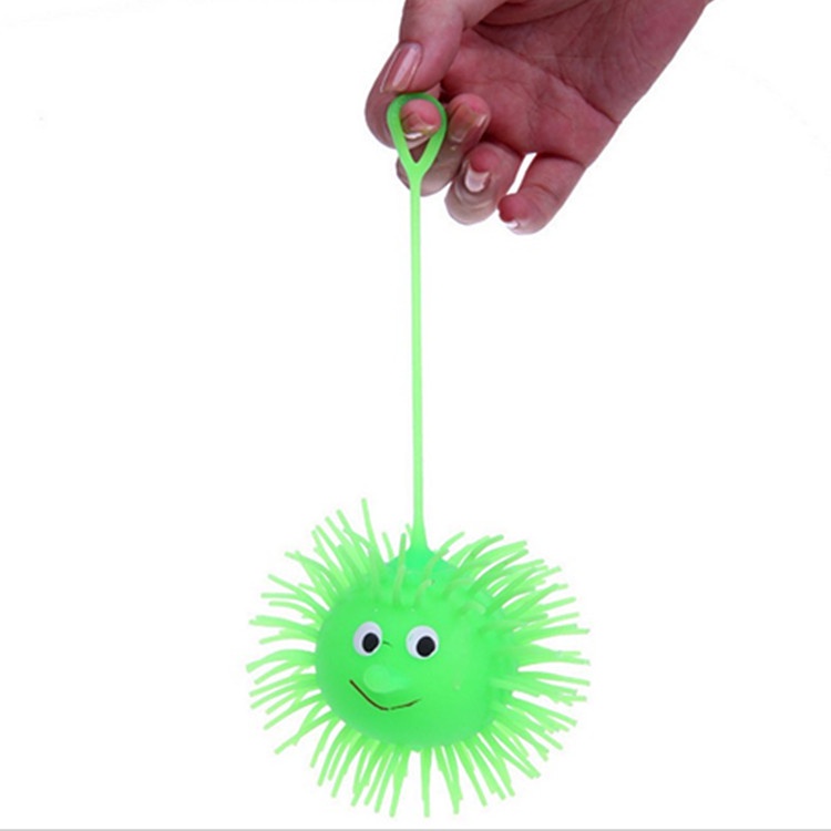 Mainan Puffer Ball Yoyo Ubur Ubur Soft Hairy Ball Toy Cute Funny Elastic String Racket