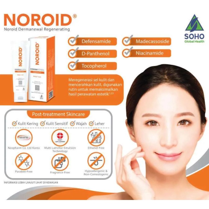 NOROID Dermanewal Regenerating Cream 50 ML - Krim Pemulihan Kulit Pasca Treatment Kecantikan Perawatan