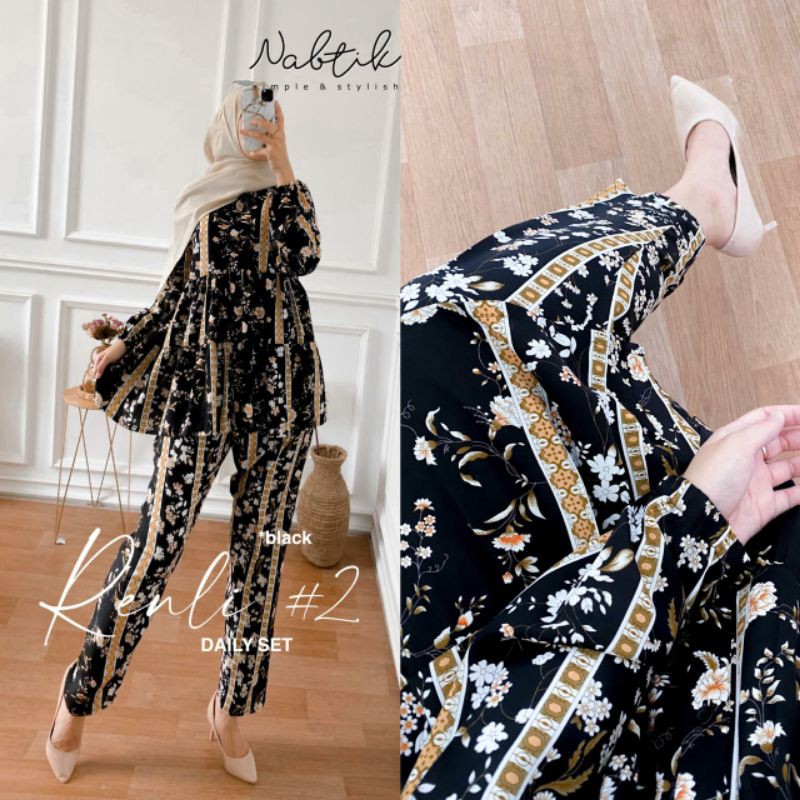 Renli Tunik Set Celana Pants Katun Rayon