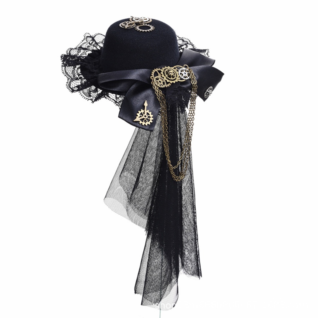 Women Gothic Style Hairpin Hat with Veil 2758