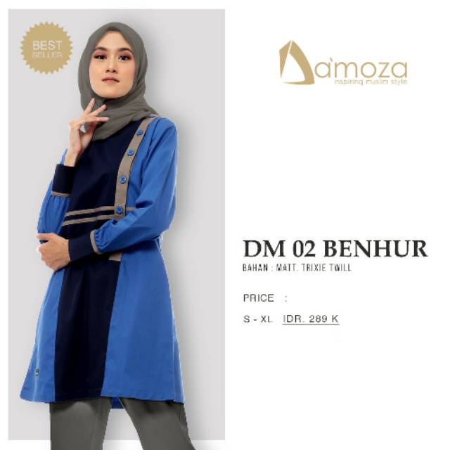 (COD) Promo blouse atasan Tunik Katun DAMOZA 02 Navy, Hitam ll Blouse wanita Busui ORI DAMOZA