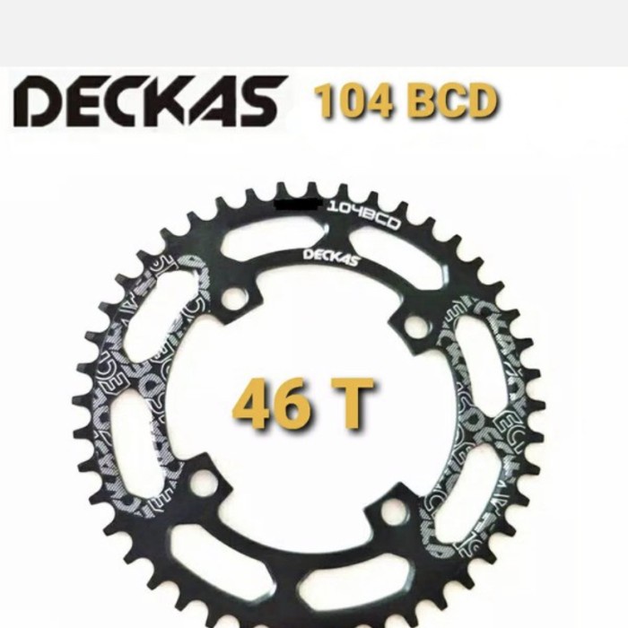 Chainring DECKAF***46T BCD 104mm Narrow wide alloy 7075 cnc - Hitam