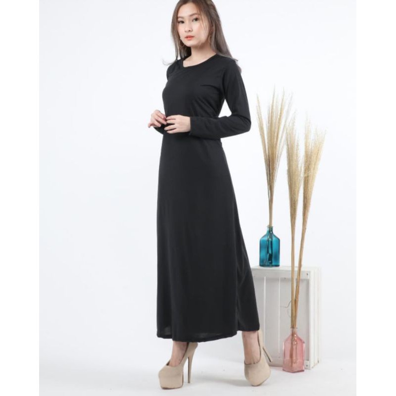 INNER DRESS POLOS HITAM / DALEMAN WANITA DRESS TANPA LENGAN / INNER DRESS LENGAN PANJANG TERBARU