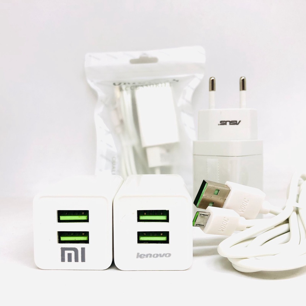 CHARGER XIAOMI VOOC CHARGING 2AMPERE 2PORT USB ORI 99% WHITE