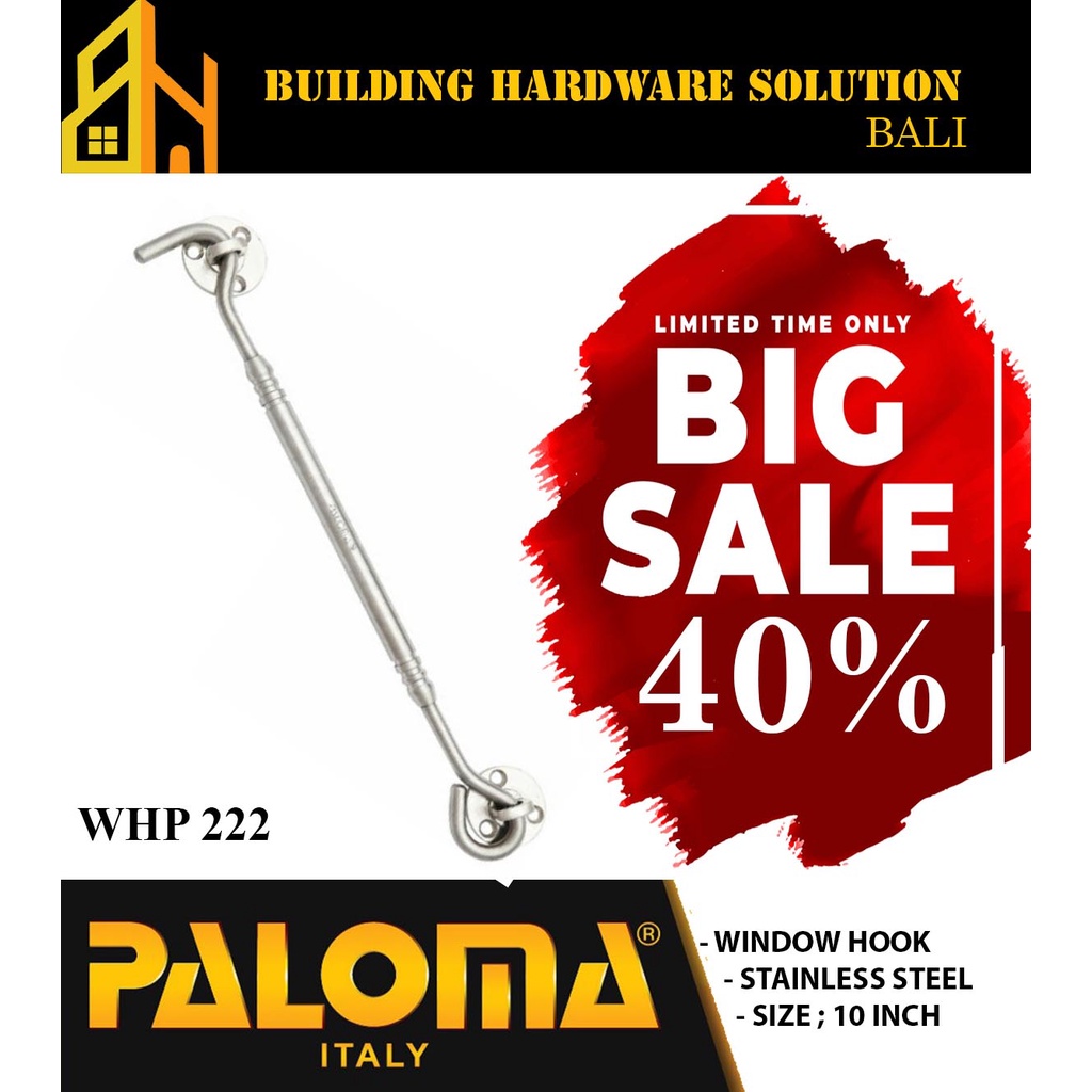 Paloma Window Hook STAINLESS 10" Hak Angin Penahan Jendela | WHP 222
