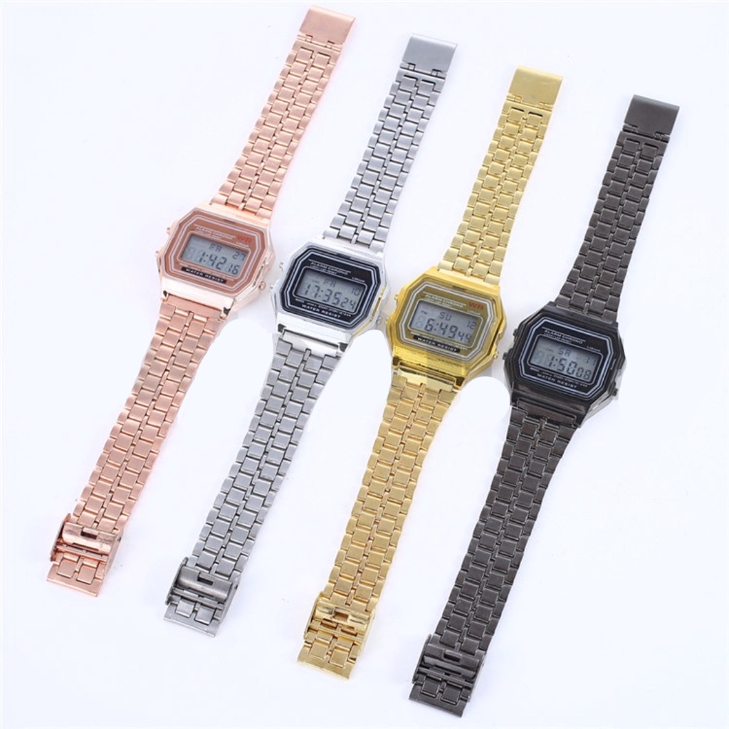 Jam Tangan Model Casio Digital Rantai Fashion Wanita Dan Pria / Jam Tangan Wanita Digital Kotak