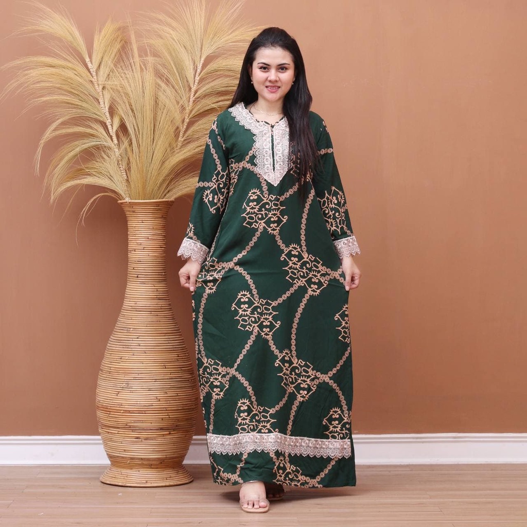 Batik Prass - Daster Arab Elmeera / Longgdress Renda / Rayon Grade A Lengan Panjang-5